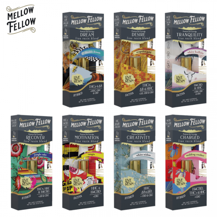 Mellow Fellow Blend Live Resin Vape Cartridges 2Ml/6CT/PK